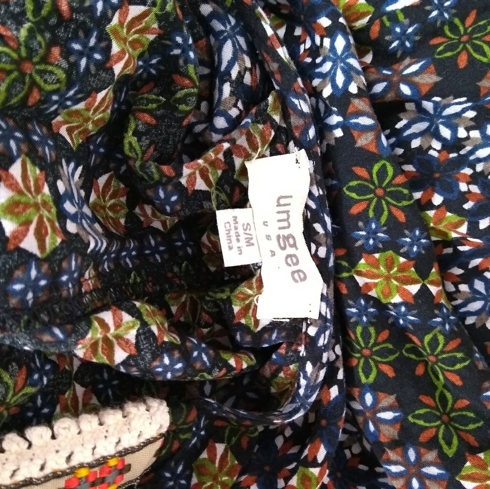 UMGEE Sz S/M Boho Flora Crochet Kimono Dolman Trim - Picture 4 of 6